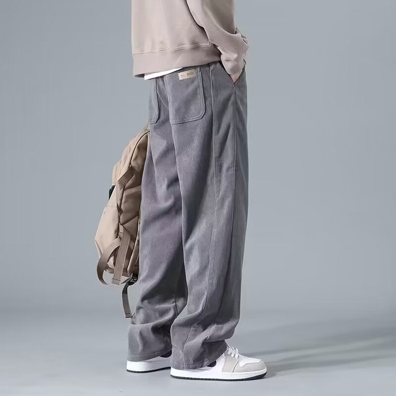 Corduroy Pants Men'S Loose Straight Wide Leg Pants Men'S Winter Fashion Brand Sports Casual Pants - Image 1